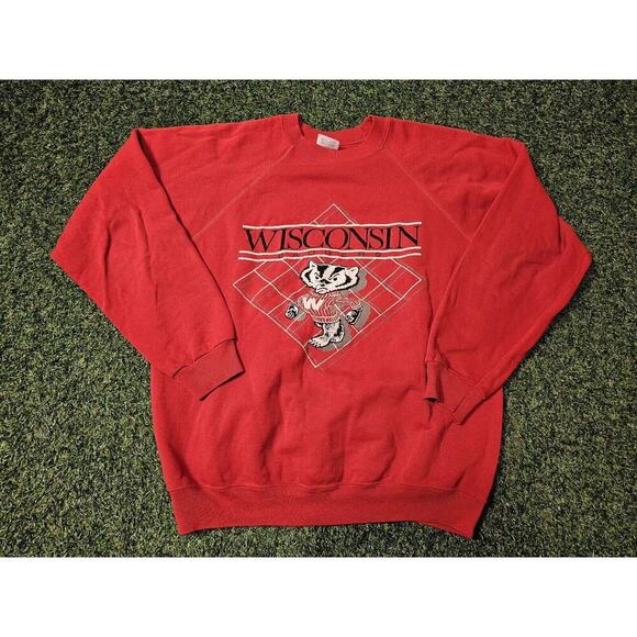 Vintage 80s-90s WISCONSIN BADGERS Crewneck Sweatshirt Sz XL HANES USA - Picture 1 of 6